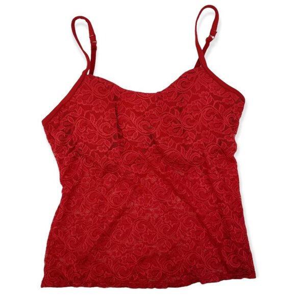38C Cinema & Etoile Red Lace Floral Cami Tank Top Goth Punk Vampire Lovecore - Picture 1 of 7